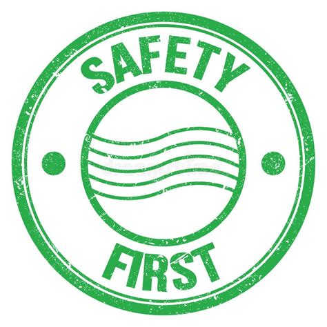 Safety First Text On Green Round Postal Stamp Sign Stock Illustration