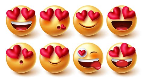 premium vector emojis valentines lovely character vector set emoji characters inlove and happy