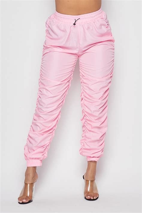 Ruched Side Track Pants Pink