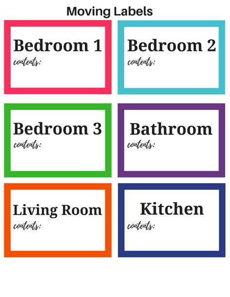 Moving Labels Printables