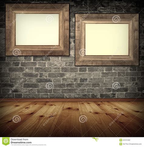 5 picture hanging techniques to mount art with (or without!) nails to measure the right height like a pro, memorize this fact: Two frames on the wall. stock photo. Image of exhibition ...