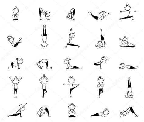 Download Practicing Yoga 25 Poses For Your Design — Stock