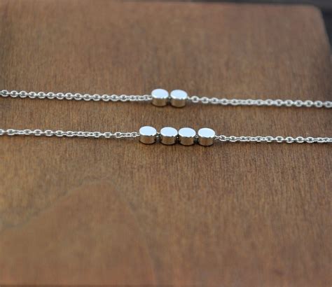 Silver Dot Necklace Simple Necklace Silver Circle Necklace Etsy