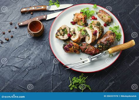Stuffed Meat Rolls On A Plate Stock Photo Image Of Chicken Homemade