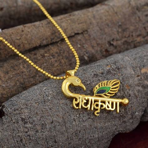 Radha Krishna Pendant With Golden Chainindian Jewellery Etsy Australia