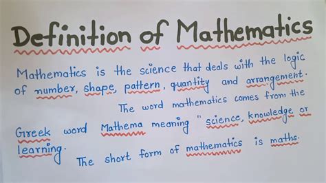 Definition Of Mathematics Youtube