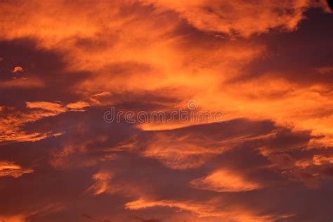 Early Morning Sunrise With Mist Fire Red Orange Clouds Sky Texture