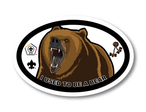Realistic Bear Wood Badge Oval Magnet
