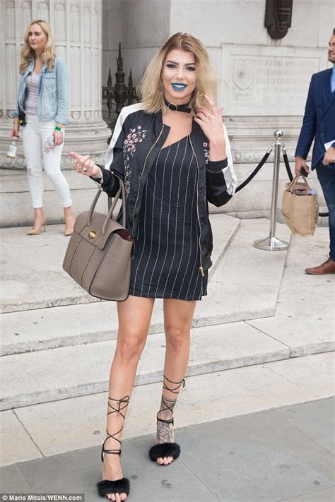 Love Islands Olivia Buckland Wears A Pinstripe Mini At London Fashion Week Daily Mail Online