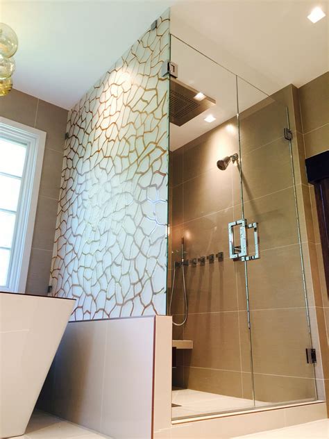 custom glass shower designs in chicago by ultimate glass art inc custom etched glass wall for