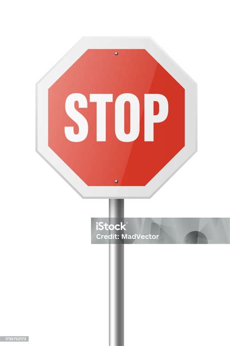 Vector Red And White Round Prohibition Sign Icon Stop Traffic Sign