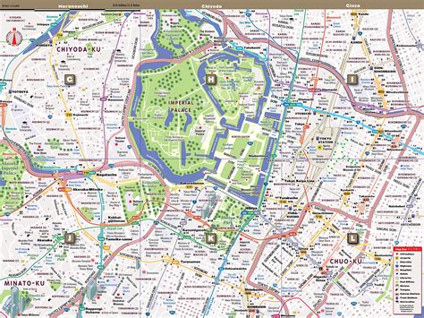 Streets, roads and buildings photos from satellite. museums 2019 February 15 markets Japanese pocket sized city street map of Tokyo Japan with all ...