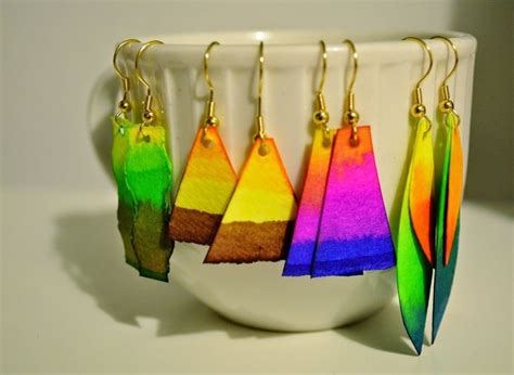 Diy Watercolor Paper Earrings · How To Make A Pair Of Paperclip