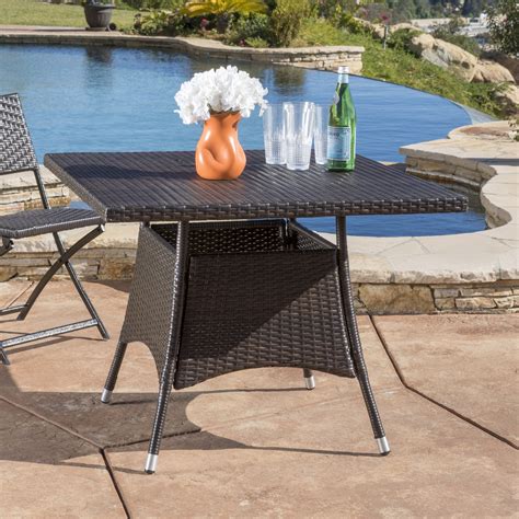 Ramsey Outdoor Square Wicker Dining Table Multi Brown