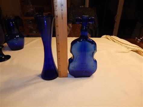 2 Vintage Cobalt Blue Glass Flower Bud Vase Smooth Sleek Modern And Violin Ebay