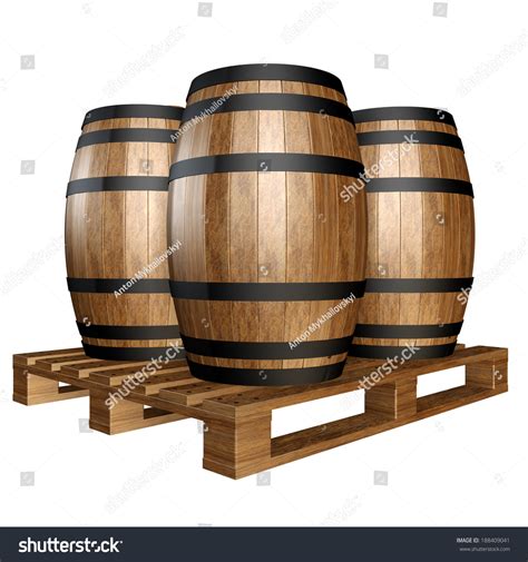 Wine Barrels Wooden Pallet Isolated On Stock Illustration 188409041