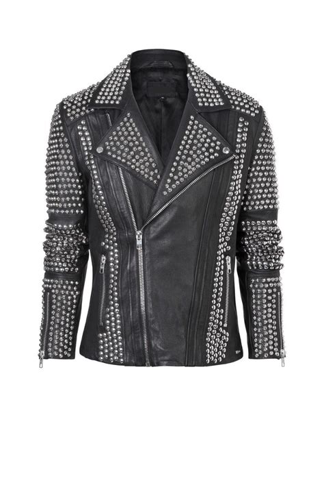 Womans Handmade Punk Rock Star Full Studded Fitted Real Leather Jacket