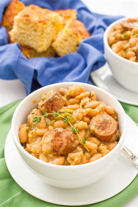 Slow Cooker White Beans And Sausage Recipe Beans Sausage Slow