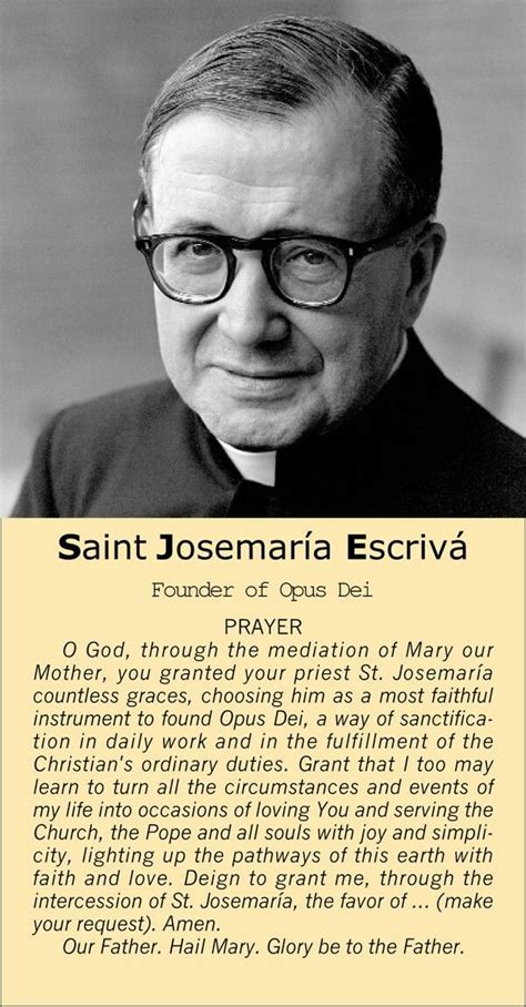 Novena To St Josemaria Escriva Catholic Saints Prayer Book Daily