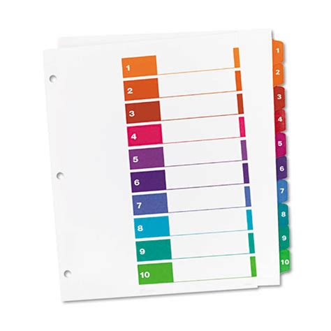 Extra Wide Ready Index Dividers 10 Tab Set Of 10 Ultimate Office