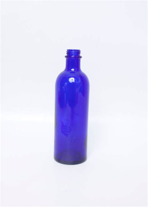 Vintage Cobalt Blue Glass Bottle Apothecary Flower Vase Etsy