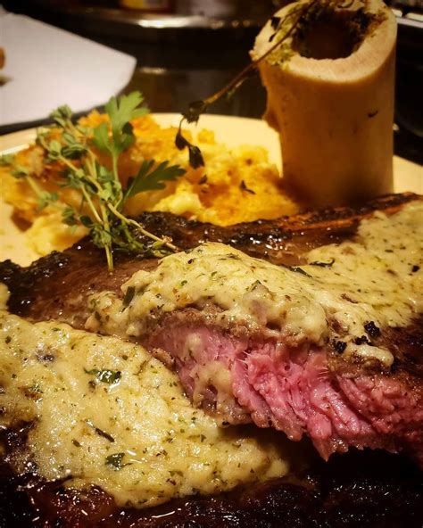 Sous Vide Cooked Ribeye Cayenne Crusted Potatoes Au Gratin Herb