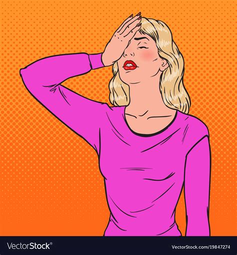 Pop Art Confused Woman Covering Her Face With Hand