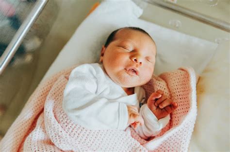 Close Up Portrait Of Newborn One Day Old Baby Stock Image Image Of