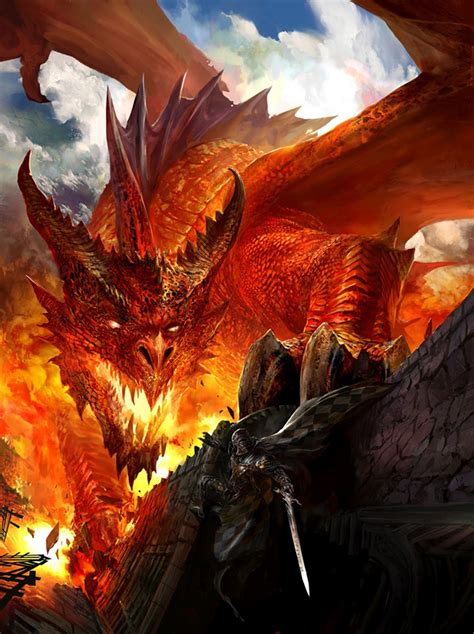 Image Red Fire Breathing Fire Dragon Knight Battle Castle Age Heart