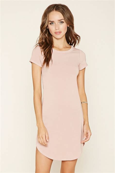 Curved Hem T Shirt Dress Forever 21 2000178088 Pink T Shirt Dress
