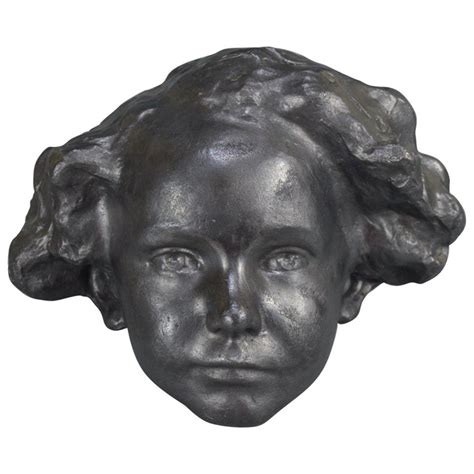 Eugène Canneel Patinated Plaster Cast Wall Sculpture Boys Face For Sale