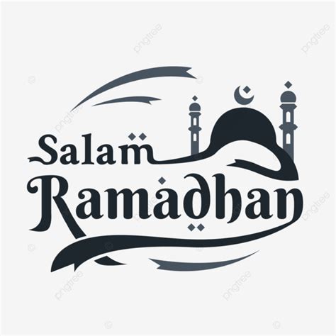 Lettering Of Salam Ramadan Clipart With Mosque Black Pearl Color Vector
