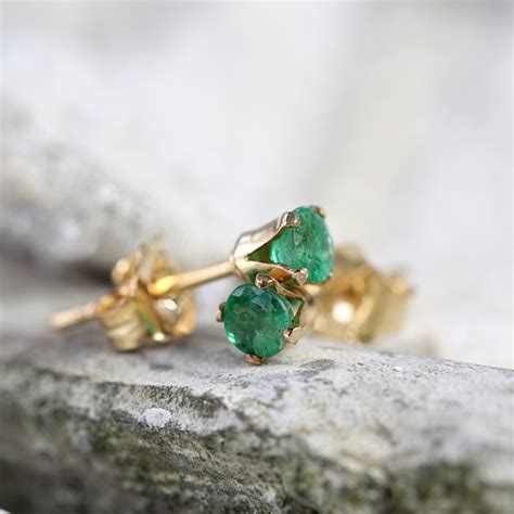 Single Stud Earring Emerald Stud Green Emerald Earring Tiny