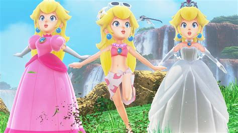 Super Princess Peach Odyssey All Playable Peach Outfits Youtube