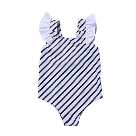 Newborn Kids Striped 2018 New Swim Wear Swim Suits Ruffles Summer
