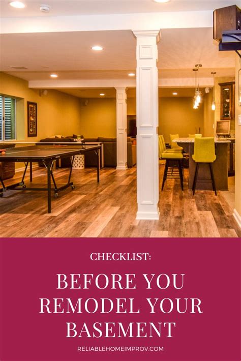 A Basement With The Words Checklist Before You Remodel Your Basement