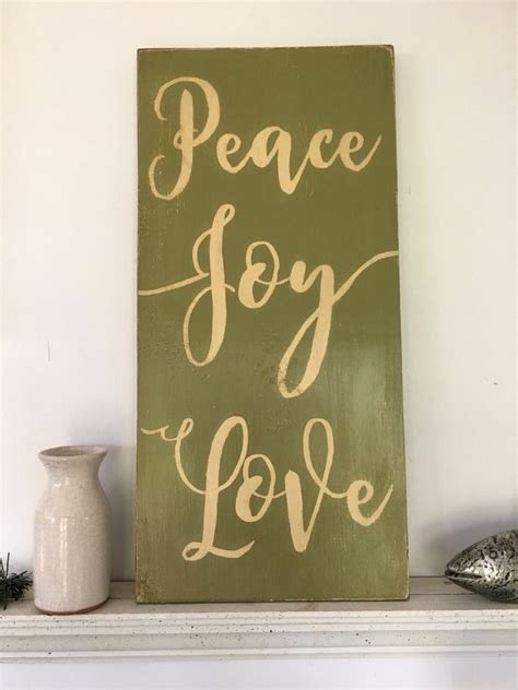 Larger Peace Joy Love Plaque Peace Joy Love Signshabby Chic Etsy