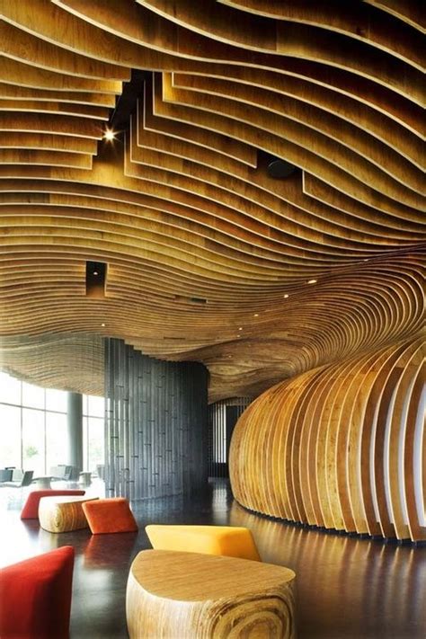 Interior Architecture Wood Lines Curves Spacial Element Architectural