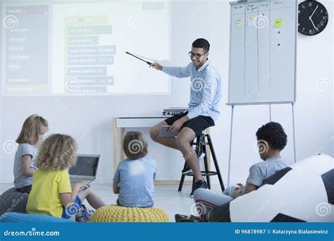 Interactive Whiteboard With Beamer As A Modern School Blackboard In The