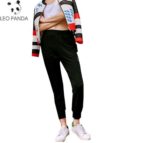2019 Female Black High Waist Hollow Easy Trousers Fashion Female Haren