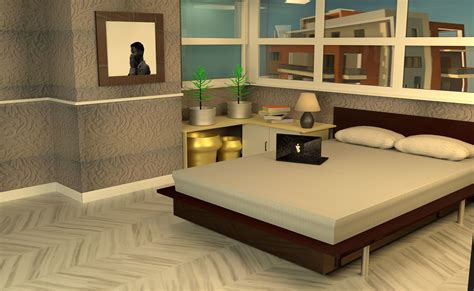 Bedroom With Bed And Desk Free 3d Model 3d Printable Cgtrader