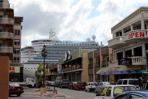 Cruise Ship At The Port In Aruba Close Parking Spot To The Tourist