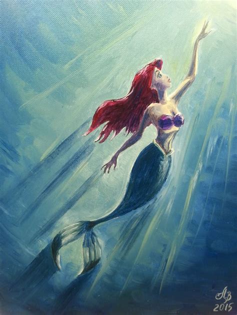 The Little Mermaid Ariel Original Oil Painting Etsy Mermaid