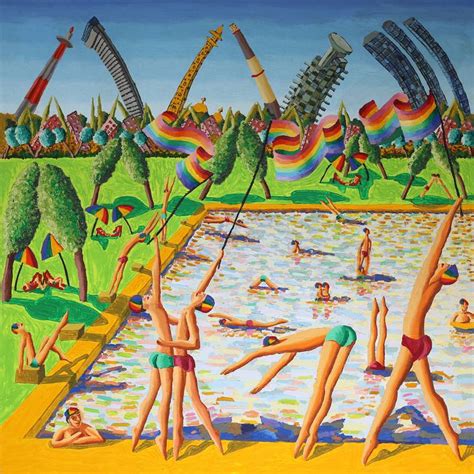 Gay Men Swimming On The Pool Queer Art Paintings Homosexual Artwork