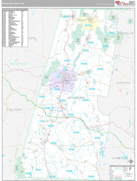 Berkshire County Ma Wall Map Premium Style By Marketmaps