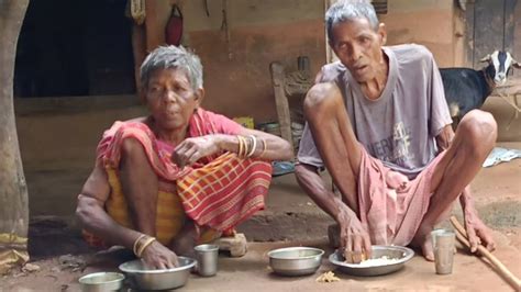 Rural Old Poor Grandma Cooking Mushroom Curry What Type Food Eat Indian Poor Man Village