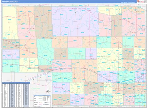 Nebraska Western Wall Map Color Cast Style By Marketmaps Mapsales