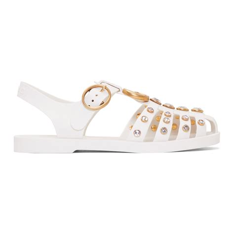 Gucci Off White Studded Jelly Gg Cage Sandals Ssense Caged Sandals
