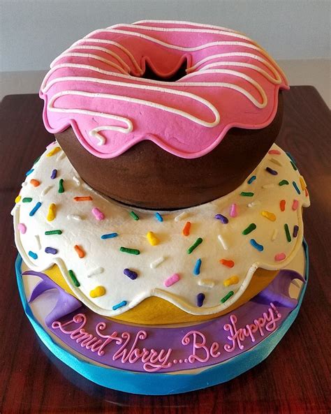 Donut Tiered Cake Adrienne And Co Bakery Donut Birthday Cake Donut