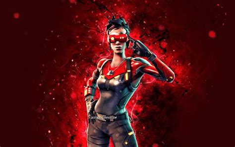 Download Wallpapers Cipher 4k Red Neon Lights 2020 Games Fortnite
